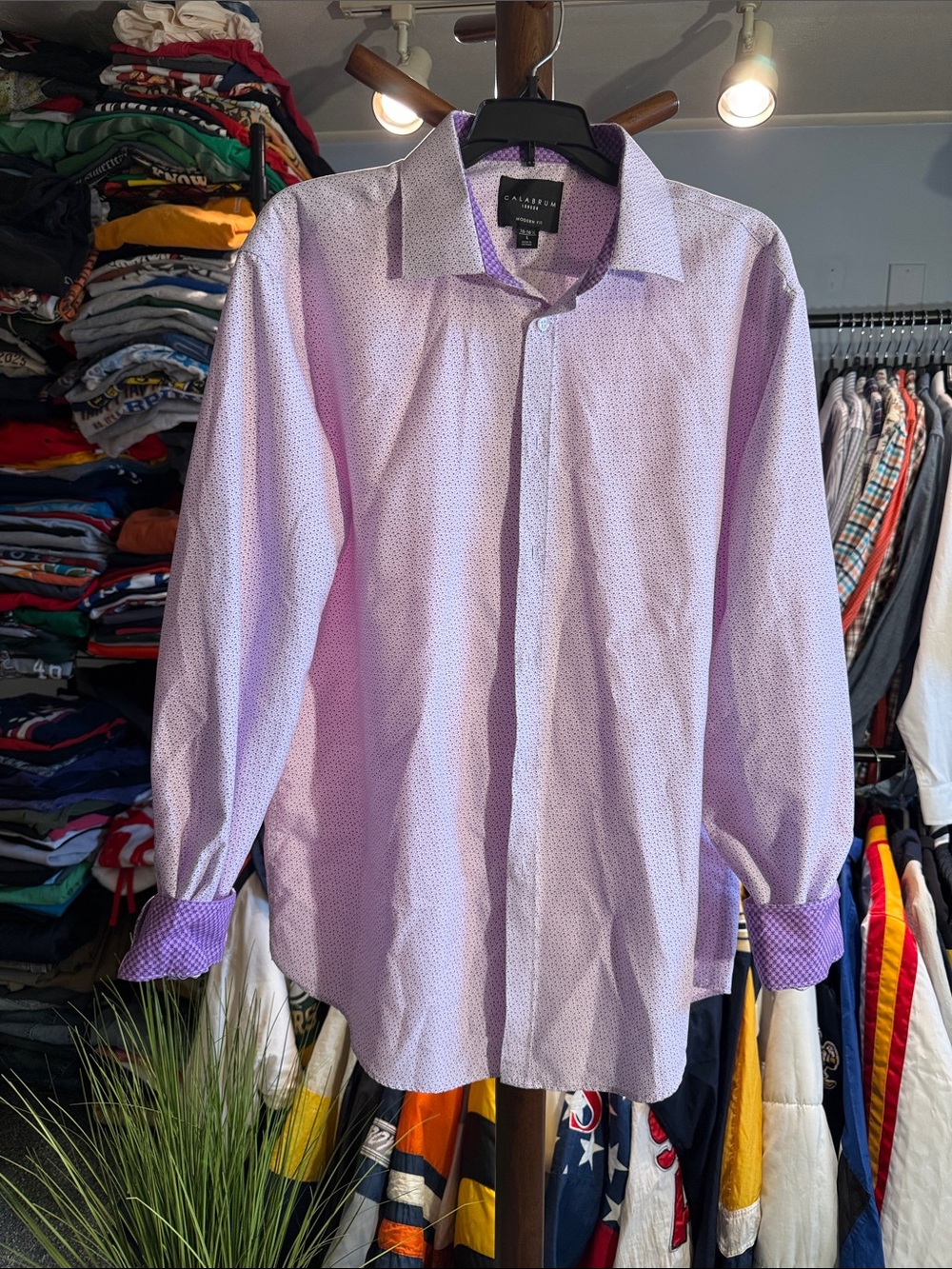 Purple Micro-Pattern Dress Shirt